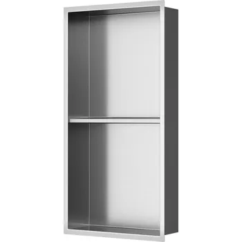 Vestavná dvojpolička SAT Aurum kartáčovaná ocel 33x63 cm SATAURN6030SBS