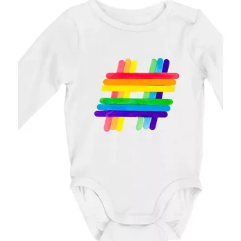Kojenecký body LGBT hashtag - Body kojenecké s dlouhým rukávem - Dlouhý r. do 3 měs ( Bílá )