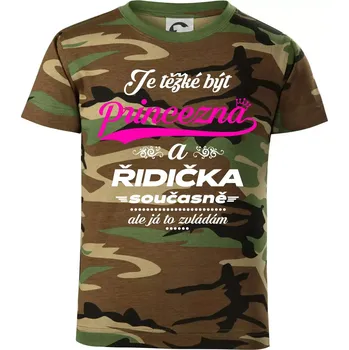 Chlapecké oblečení Je těžké být princezna - řidička - Dětské maskáčové triko - 104-110cm / 3-4 roky ( Hnědý maskáč )