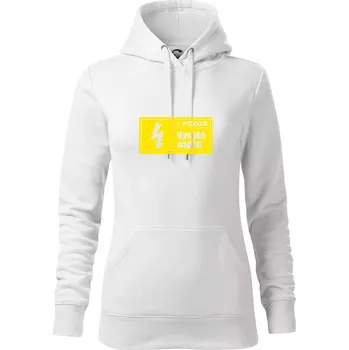 Dámská mikina Pozor vysoké napětí - Mikina dámská Cape s kapucí - L ( Bílá )