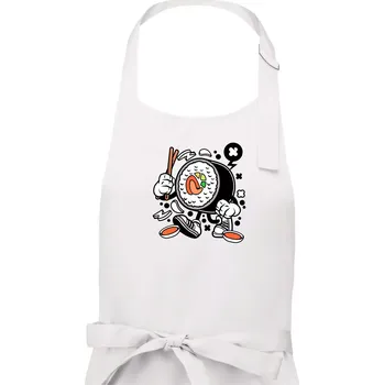 Kuchyňská zástěra Sushiman - Pánská zástěra na vaření - Univerzální velikost ( Bílá )
