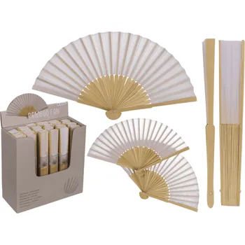Karnevalový doplněk Bambusový vějíř bílý 21 cm