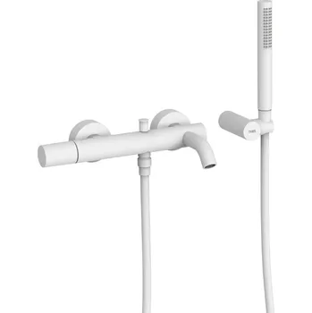 Vodovodní baterie Vanová baterie TRES Study Exclusive se sprchovým setem bílá matná 26117001BM