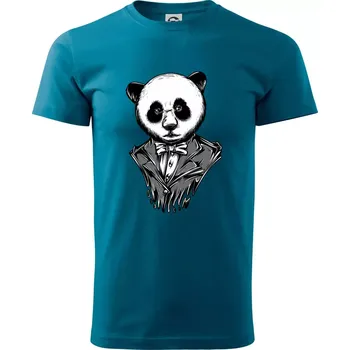 Panda gentleman - Klasické pánské triko vyšší gramáže - M ( Petrolejová )