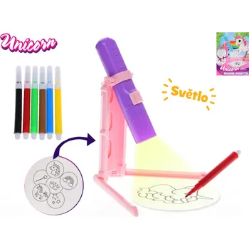 Unicorn projektor 13 cm na baterie se světlem