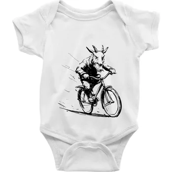 Kojenecké oblečení Drsný kozel na kole - Body kojenecké s krátkým rukávem - Krátký r. do 3 měs ( Bílá )