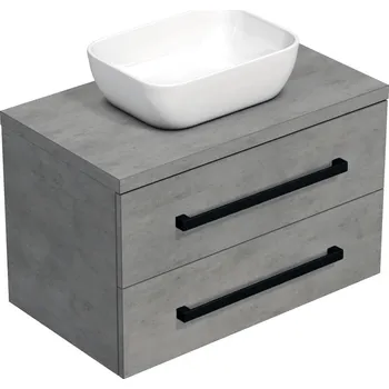 Koupelnový nábytek Koupelnová skříňka s černou úchytkou a krycí deskou SAT Cube Way 80x47,5x46 cm beton mat CUBE46C803BE45