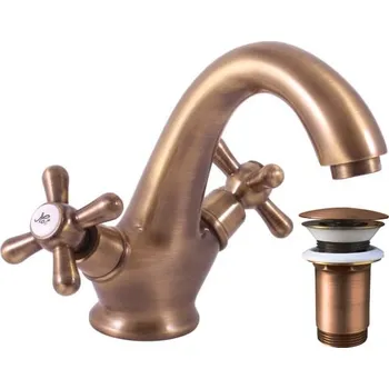 Vodovodní baterie Umyvadlová baterie RAV SLEZÁK Morava s clic-clacem stará mosaz MK129.5SM