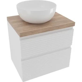 Koupelnový nábytek Koupelnová skříňka 2 zásuvková s krycí deskou Naturel Savona 58x53x44,8 cm bílá lesk SAVONA260BIDDH