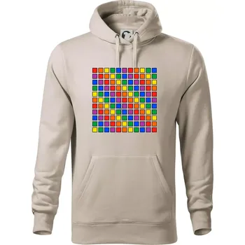 Pánská mikina LGBT duhový čtverec - Mikina pánská Cape s kapucí - 4XL ( Ledově šedá )