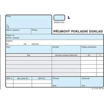 Tiskopis Příjmový pokladní doklad A6 (2×50l.) číslovaný