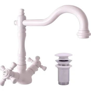 Vodovodní baterie Umyvadlová baterie RAV SLEZÁK Morava s clic-clacem bílá MK321.0/8B