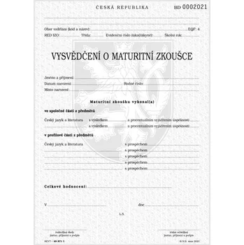Tiskopis Vysvědčení o maturitní zkoušce pro SŠ - univerzální, tisk QR kódu