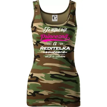 Dámské tričko Je těžké být princezna - ředitelka - Dámské Maskáčové tílko - S ( Hnědý maskáč )