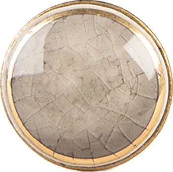 Dveřní kování Šedá keramická knopka se zlatým okrajem - Ø 3*3 cm / S3 cm