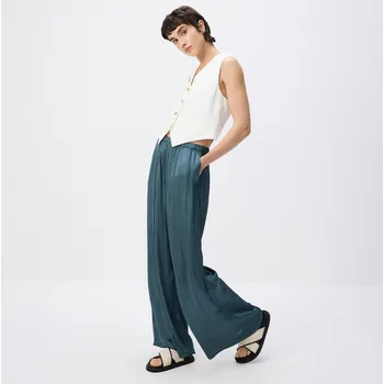 Dámské kalhoty Reserved - Kalhoty s efektem pomačkání - tyrkysová - 464GG-66X - 464GG-66X-M