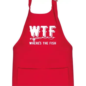 Kuchyňská zástěra Wheres's the Fish WTF - Dětská zástěra na vaření - Univerzální velikost ( Červená )