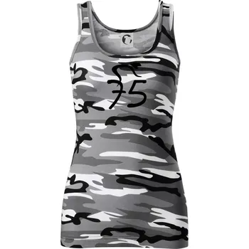 Dámské tričko Cyklista slaví pětasedmdesátku (75) - Dámské Maskáčové tílko - XS ( Šedý maskáč )