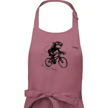 Kuchyňská zástěra Opice s batohem na kole - Pánská zástěra na vaření - Univerzální velikost ( Starorůžová )