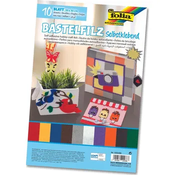 Dekorační filc samolepicí - 10 listů v 10ti barvách