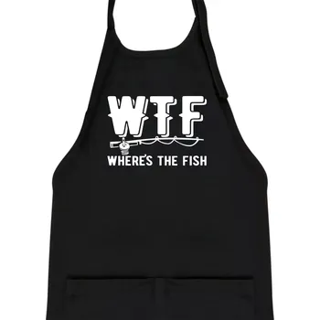 Kuchyňská zástěra Wheres's the Fish WTF - Dětská zástěra na vaření - Univerzální velikost ( Černá )