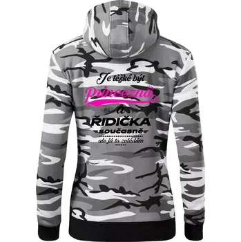 Dámská mikina Je těžké být princezna - řidička - Dámská mikina trendy zipper s kapucí - S ( Šedý maskáč )