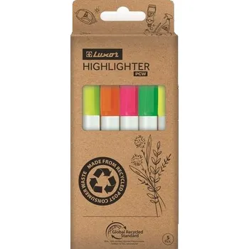 Zvýrazňovač Zvýrazňovač Luxor ECO, sada 4+1 ks