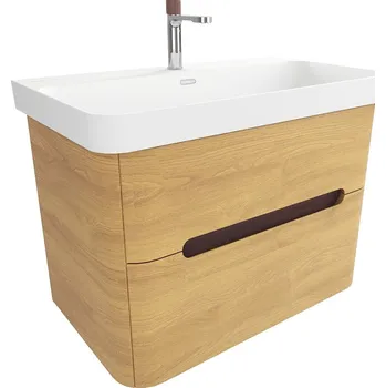 Koupelnový nábytek Koupelnová skříňka s umyvadlem SAT Fusion 77,5x53x45 cm dub medový mat SATFUSION280DMMWBA