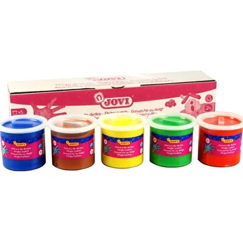 Výtvárné potřeby Barvy prstové Jovi - 5 × 125 ml (barva žlutá, červená, zelená, modrá, hnědá)