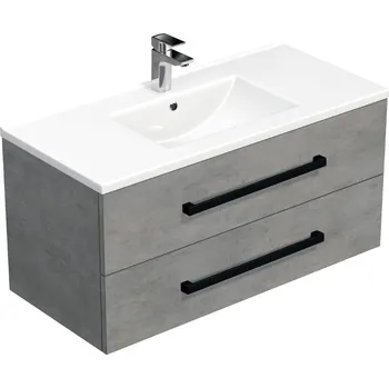 Koupelnový nábytek Koupelnová skříňka s černou úchytkou a umyvadlem SAT Cube Way 100x53x46 cm beton mat CUBE46C1002BEMOD