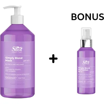 Vlasová regenerace AKCE: Shot Simply Blond Mask - regenerační maska pro blond vlasy, 1000 ml + šampon/maska, 250 ml nebo výživný sprej, 125 ml