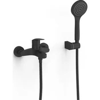 Vodovodní baterie Vanová baterie Tres Base Plus se sprchovým setem 150 mm černá matná 21617010NM