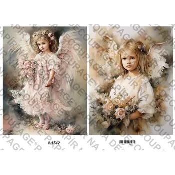 Umělecký papír Rýžový a soft papír na decoupage - Andělka - KB01542 Materiál: Soft, Rozměr: A4