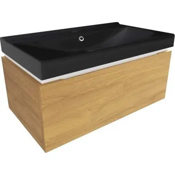 Nábytek Koupelnová skříňka s umyvadlem SAT Feel 80x30x46 cm dub medový mat SATFEEL80DMU1MB