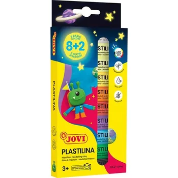 Modelovací hmota JOVI Glow plastelína 10 x 15 g (8 základních barev + 2 barvy svítící ve tmě)