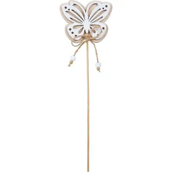 Velikonoční dekorace MFP zápich motýl dřevo 27cm bílý 2221748