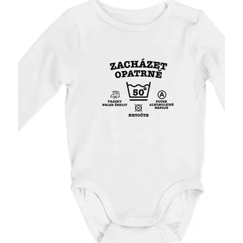Kojenecký body Zacházet opatrně 50 - Body kojenecké s dlouhým rukávem - Dlouhý r. do 3 měs ( Bílá )