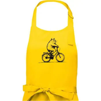 Kuchyňská zástěra Tlustá kočka na kole - Pánská zástěra na vaření - Univerzální velikost ( Žlutá )