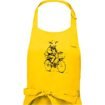 Kuchyňská zástěra Kráva v obleku na kole - Pánská zástěra na vaření - Univerzální velikost ( Žlutá )