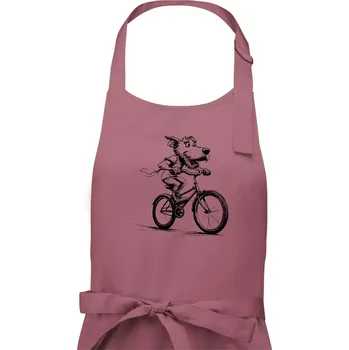 Kuchyňská zástěra Pes na kole - Dámská zástěra na vaření - Univerzální velikost ( Starorůžová )