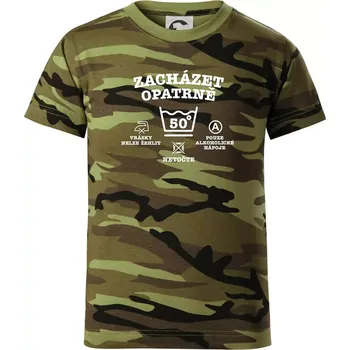 Chlapecké oblečení Zacházet opatrně 50 - Dětské maskáčové triko - 104-110cm / 3-4 roky ( Zelený maskáč )