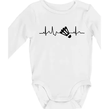 EKG Badminton košík - Body kojenecké s dlouhým rukávem - Dlouhý r. do 3 měs ( Bílá )