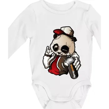 Kojenecký body Graffiti panda - Body kojenecké s dlouhým rukávem - Dlouhý r. do 3 měs ( Bílá )