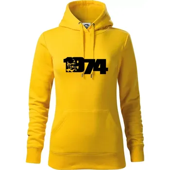 Dámská mikina Husákovo dítě - 1974 - Mikina dámská Cape s kapucí - M ( Žlutá )