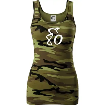 Dámské tričko Cyklista slaví osmdesátiny (80) - Dámské Maskáčové tílko - M ( Zelený maskáč )