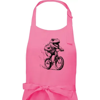 Kuchyňská zástěra Naštvaný Dinosaurus na kole - Dámská zástěra na vaření - Univerzální velikost ( Růžová )