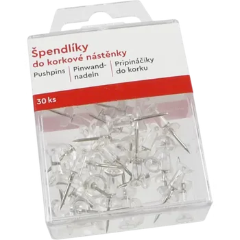 Špendlíky pro korkové nástěnky 30 ks - čiré