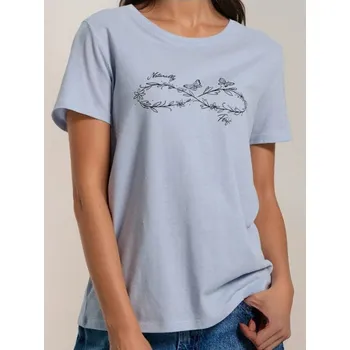 Dámské tričko Sinsay - Bavlněné oversize tričko s potiskem - světle modrá - 505EU-50X - 505EU-50X-XS