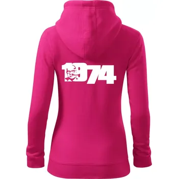 Dámská mikina Husákovo dítě - 1974 - Dámská mikina trendy zipper s kapucí - M ( Purpurová )
