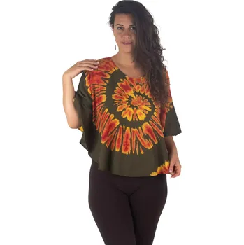 Dámské pončo Batikované letní pončo Spiral Khaki, Sittar.cz UNI